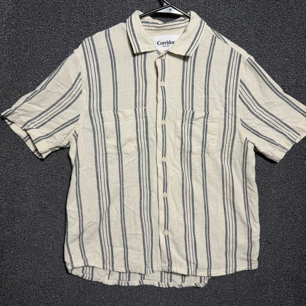 Corridor NYC Striped Short Sleeve Shirt Men's Size Small 100% Cotton